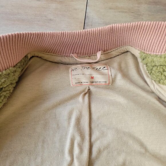 We The Free Women’s M Green Sherpa Fleece Zip Jacket Oversized Boho Coat - Picture 9 of 12